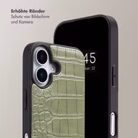 Selencia Nova Croco HandyHülle mit Kordel und Kartenhalter Apple iPhone 17 - Sage Green