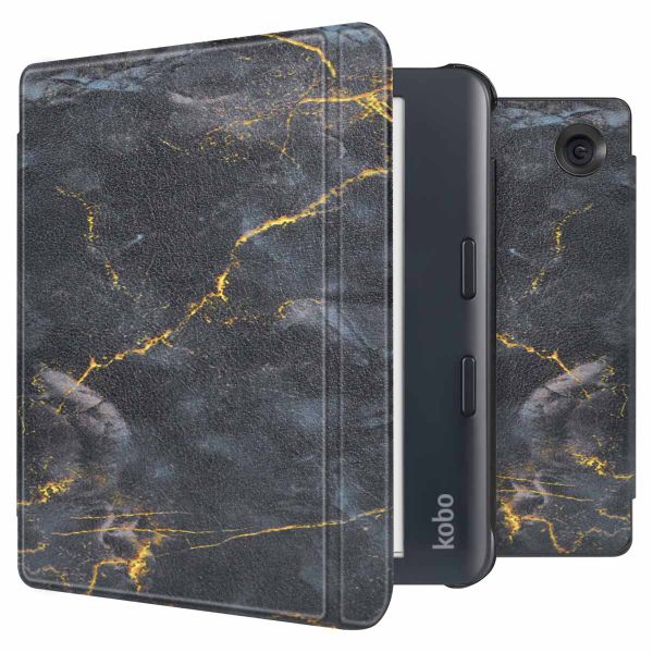 imoshion Design Slim Hard Case Sleepcover mit Stand für das Kobo Libra Colour - Black Marble