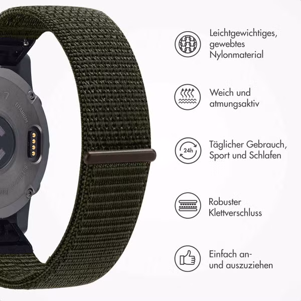 imoshion QuickFit® Nylon Armband -   Garmin 20 mm Anschluss - Größe L/XL - Grün