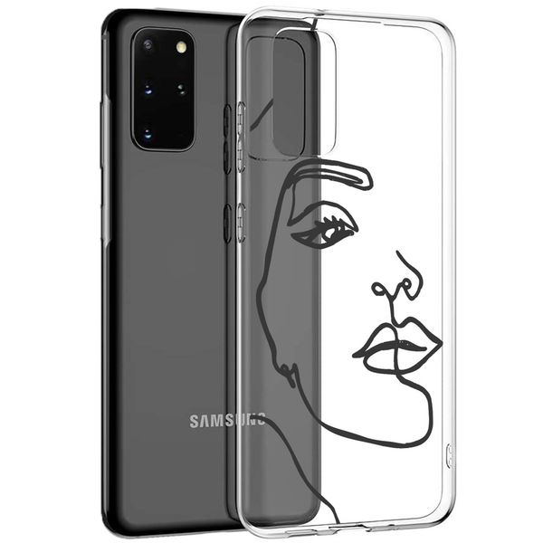 imoshion Design Hülle Galaxy S20 Plus - Abstraktes Gesicht - Schwarz