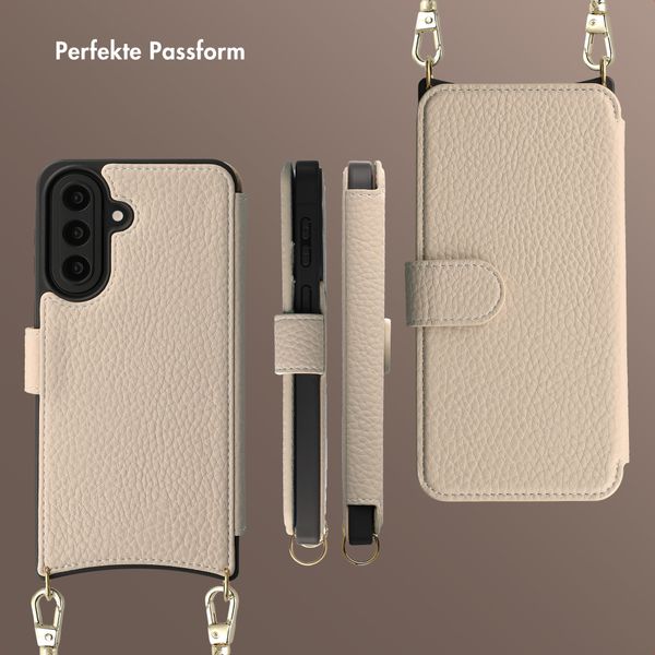 Selencia Riva Bookcase mit MagSafe und Handgelenkband Samsung Galaxy A57 (5G) - Beige