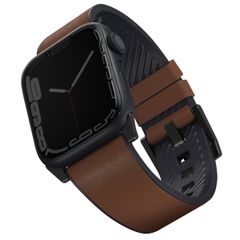Uniq Straden Wasserdichtes Lederarmband für das  Apple Watch Series 1 t/m 11 / SE / Ultra (44/45/46/49 mm) - Toffee