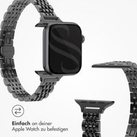 Selencia Jubilee inspiriertes schmales Edelstahlarmband für Apple Watch Series 1 t/m 9 / SE (38/40/41 mm) | Series 10 / 11 (42 mm) - Schwarz