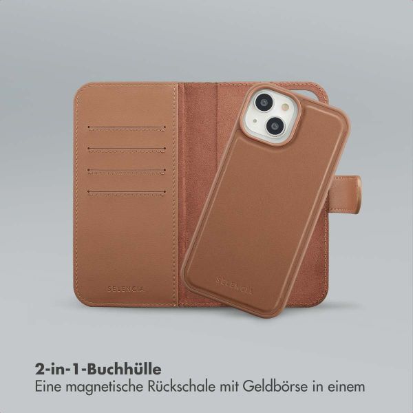 Selencia Olyn Abnehmbare Bookcase mit MagSafe Apple iPhone 15 - Braun