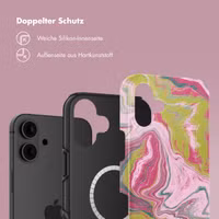 Selencia Vivid Tough Back Cover MagSafe für das Apple iPhone 16 - Marble Pink