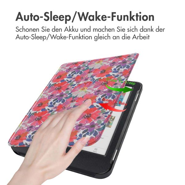 imoshion Design Slim Hard Case Sleepcover für das Kobo Clara Colour / Kobo Clara BW - Flower Watercolor