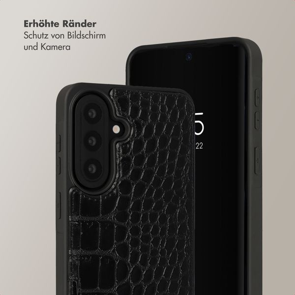 Selencia Nova Croco HandyHülle mit Kordel und Kartenhalter Samsung Galaxy A37 (5G) - Schwarz