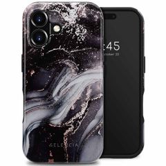 Selencia Vivid Tough Back Cover MagSafe für das iPhone 16 - Chic Marble Black