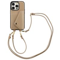 Selencia Sera Kordel-Hulle mit Kartenhalter-Umschlag für das iPhone 14 Pro - Beige