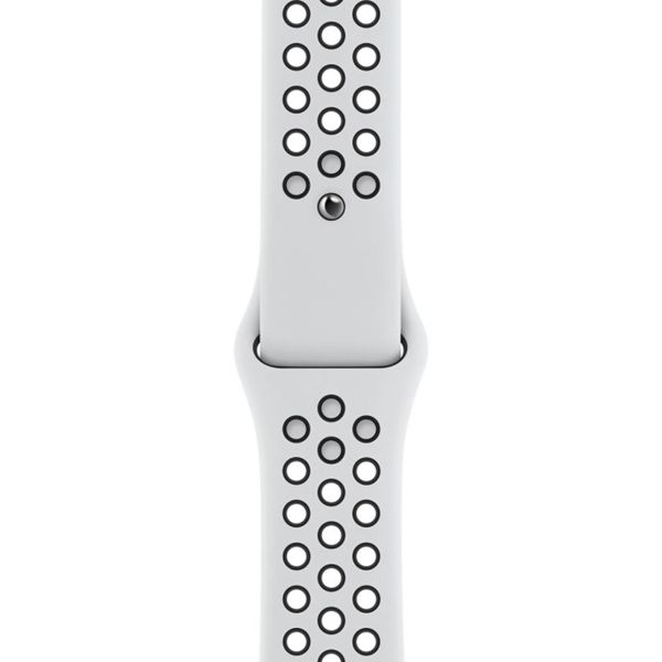 Apple Nike Sport Band für Apple Watch Series 1 bis 9 / SE (38/40/41 mm) | Series 10 (42 mm) - Pure Platinum/Black