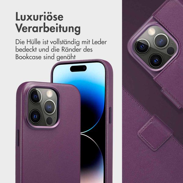 Accezz 2-in-1 Klapphülle aus Leder mit MagSafe für das Apple iPhone 14 Pro - Heath Purple
