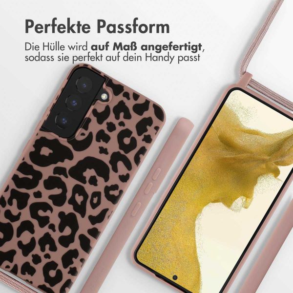 imoshion Silikonhülle design mit Band für das Samsung Galaxy S22 - Animal Pink