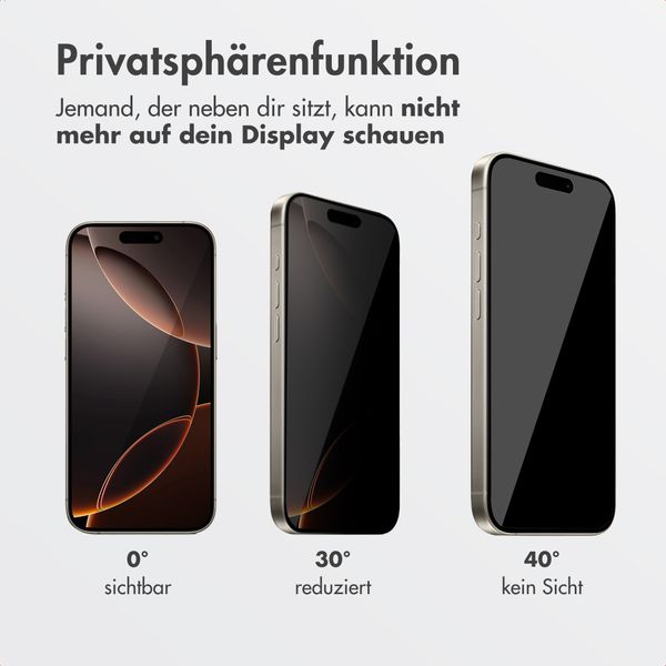 Accezz Sichtschutz-Schutzglas mit Applikator Apple iPhone 16 Pro Max
