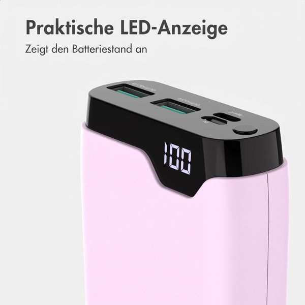 imoshion Powerbank 20.000 mAh - 22,5W Schnellladegerät - USB-C / USB-A - Rosa