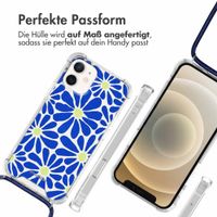 imoshion Design Hülle mit Band Apple iPhone 12 Mini - Cobalt Blue Flowers Connect