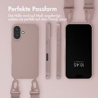 Selencia Silikonhülle mit abnehmbarem Band für das iPhone 16 - Sand Pink