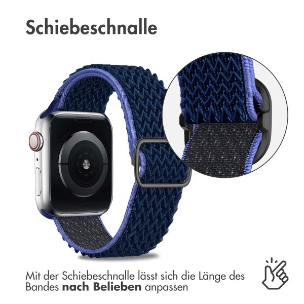 imoshion Elastisches Nylonarmband für das  Apple Watch Series 1 t/m 9 / SE (38/40/41 mm) | Series 10 / 11 (42 mm) - Dunkelblau