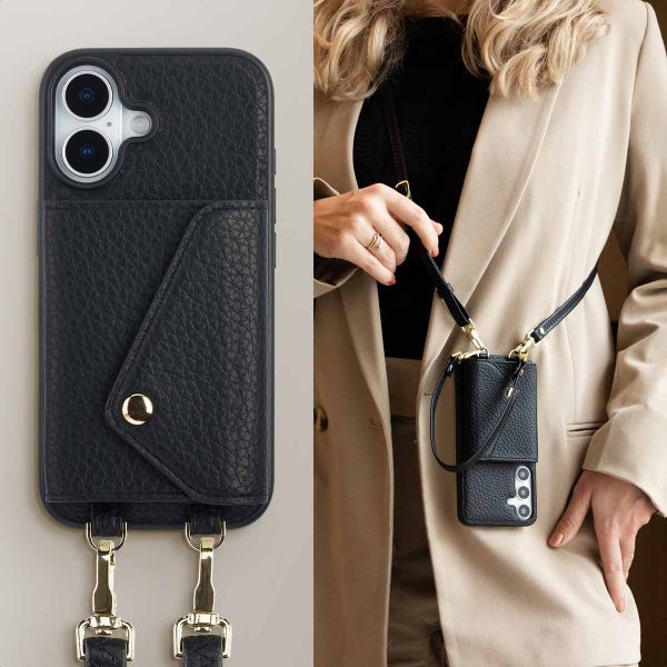 Selencia Sera HandyHülle mit Kordel und Umschlag-Kartenhalter Apple iPhone 17 - Schwarz