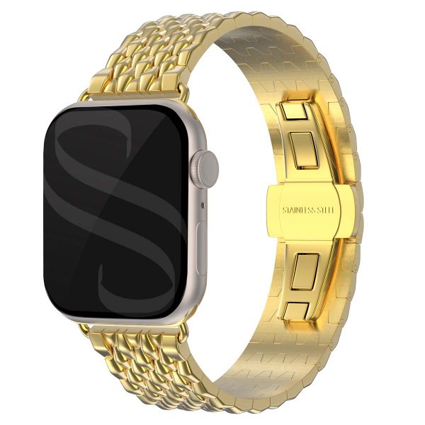 Selencia Drachenarmband aus Stahl für die Apple Watch Series 1 bis 10 / SE / Ultra (2) (44/45/46/49 mm) - Gold