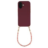 Selencia Rivièra MagSafe Backcover mit abnehmbaren Haken für das Apple iPhone 17 - Bold Burgundy + Sorbet Pop Handykette - Pink