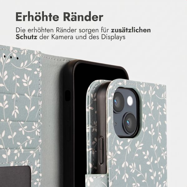 imoshion Design Klapphülle Apple iPhone 14 - Smoke Green Flowers