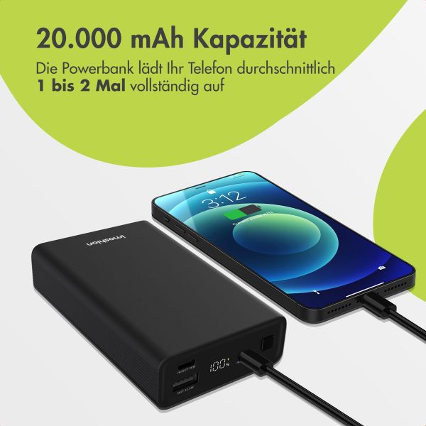 imoshion Ultra Series Aluminium | Powerbank 20.000 mAh - Schnellladen bis 33W - Schwarz