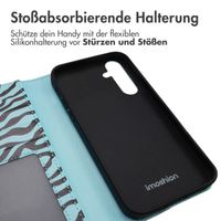 imoshion Design Klapphülle für das Samsung Galaxy S23 FE - Black Blue Stripes