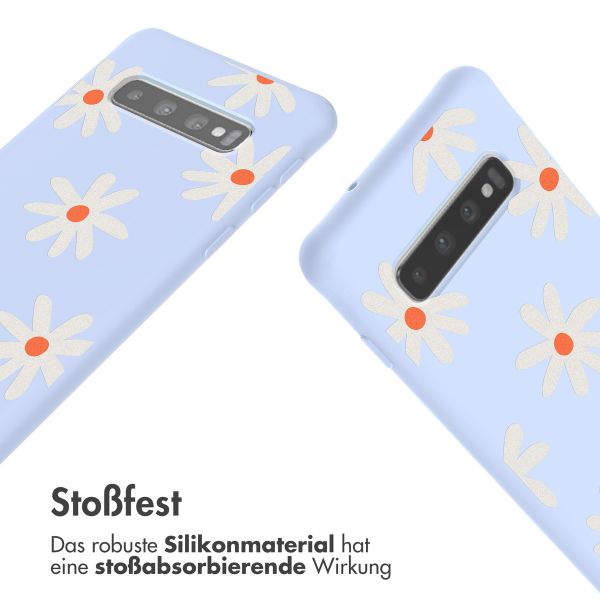 imoshion Silikonhülle design mit Band für das Samsung Galaxy S10 - Lila Flower Distance