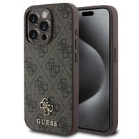 Guess 4G Metal Logo Back Cover MagSafe für das Apple iPhone 15 - Braun
