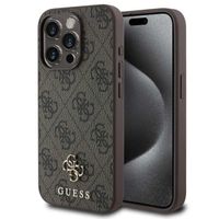 Guess 4G Metal Logo Back Cover MagSafe für das iPhone 15 - Braun