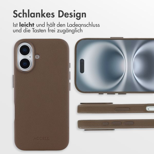 Accezz MagSafe Leather Backcover Apple iPhone 16 - Kaffeebraun