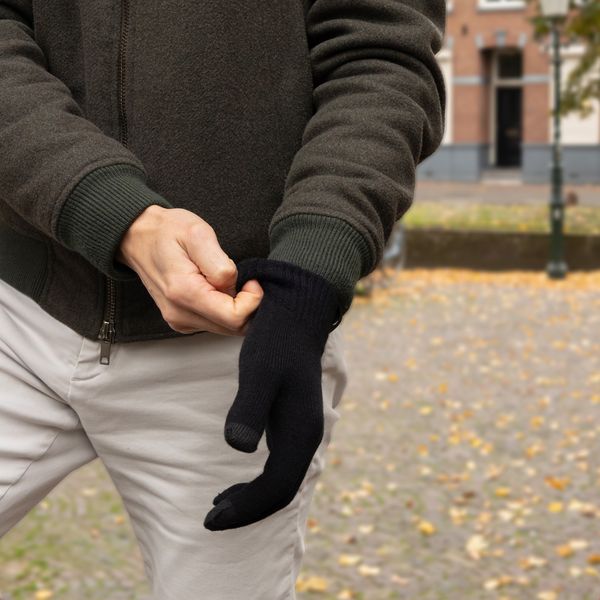 Selencia Touchscreen-Handschuhe Gestrickt - Einheitsgröße - Schwarz