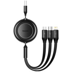 Baseus Bright Mirror 2 Series 3-in-1-ausziehbares Kabel – USB-A zu USB-C / Lightning / Micro-USB – Schwarz