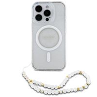 Guess MagSafe IML Glitter Case mit Beads Strap Apple iPhone 16 Pro - Transparent