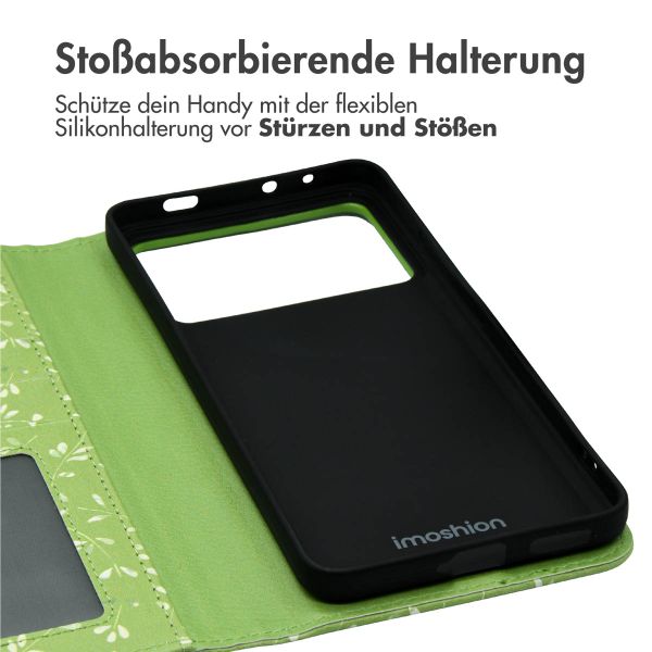 imoshion Design Klapphülle Xiaomi Poco X6 Pro - Green Flowers