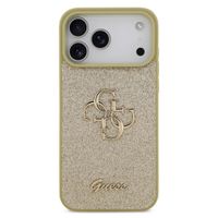 Guess 4G Metal Logo Back Cover mit Glitter Apple iPhone 17 Pro - Gold