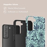 Selencia Vivid Tough Back Cover für das Samsung Galaxy S21 FE - Tropical Vibes Light Blue