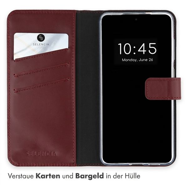Selencia Echtleder Klapphülle Samsung Galaxy S25 - Burgundy