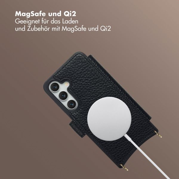 Selencia Riva Bookcase mit MagSafe und Handgelenkband Samsung Galaxy S24 / S25 - Schwarz