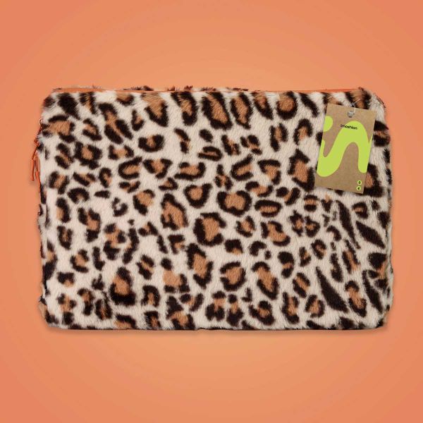 imoshion Fluffy Laptop Hülle 13-14 Zoll - Laptop Sleeve - Leopard Orange