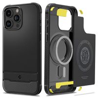 Spigen Rugged Armor Backcover MagSafe für das iPhone 15 Pro Max - Schwarz