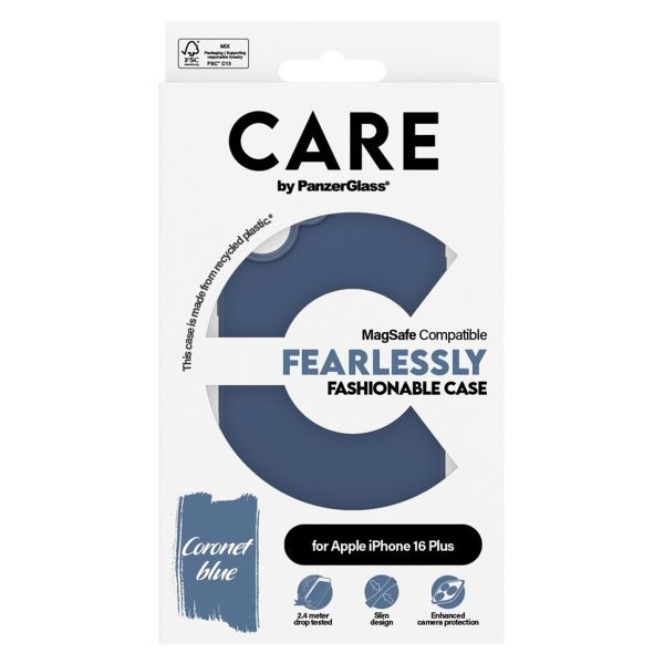 CARE by PanzerGlass Fashion Back Cover MagSafe für das iPhone 16 Plus - Blau