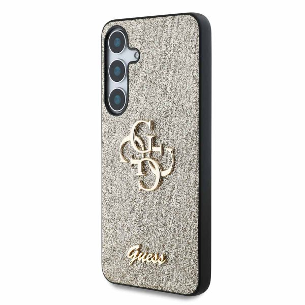 Guess 4G Metal Logo Back Cover mit Glitter Samsung Galaxy S25 Plus - Gold
