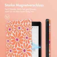 imoshion Design Slim Hard Case Klapphülle Kobo Aura One - Orange Flowers Connect