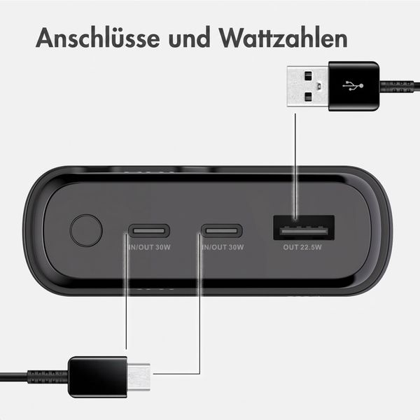imoshion Powerbank - 27.000 mAh - Schnelles Aufladen und Power Delivery - 30W - Schwarz