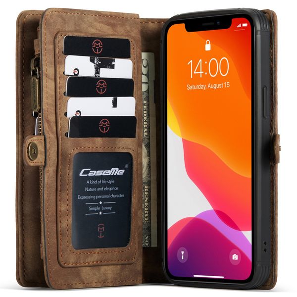 CaseMe Luxuriöse 2-in-1-Portemonnaie-Klapphülle Leder iPhone 12 Mini