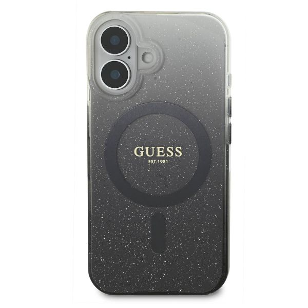 Guess MagSafe IML Glitter Gradient Case für das Apple iPhone 16 - Black