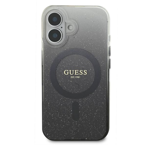 Guess MagSafe IML Glitter Gradient Case für das iPhone 16 - Black