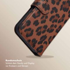 Selencia Sabi Klapphülle mit Leopardenmuster Apple iPhone 17e / 16e - Mocha Brown