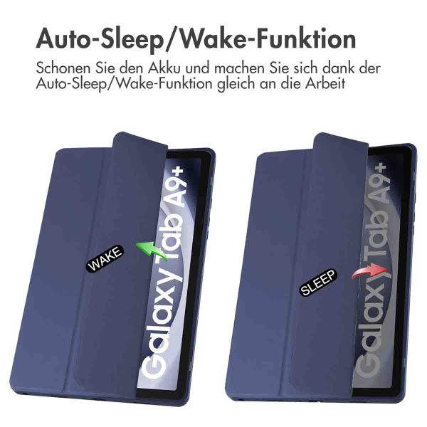 imoshion Trifold Hardcase Klapphülle Samsung Galaxy Tab A9 Plus - Dunkelblau